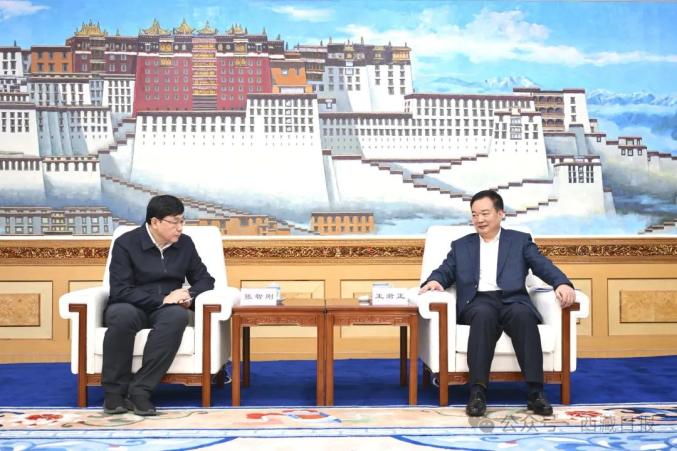 西藏自治區(qū)黨委書記王君正與國家電網(wǎng)公司董事長、黨組書記張智剛座談