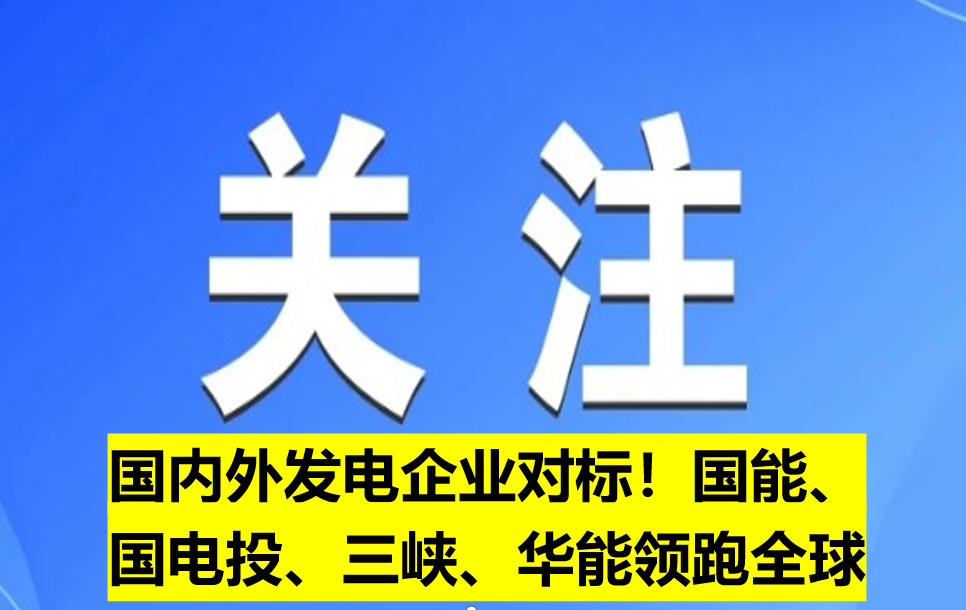 國內外發(fā)電企業(yè)對標！國能、國電投、三峽、華能領跑全球